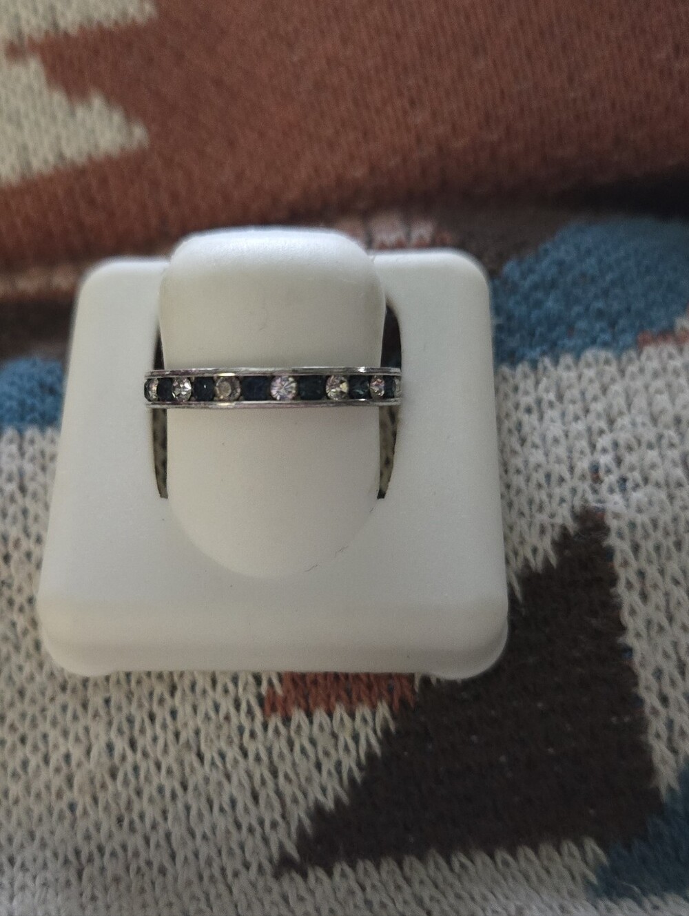 Sterling Silver Blue and White Stone Eternity Band